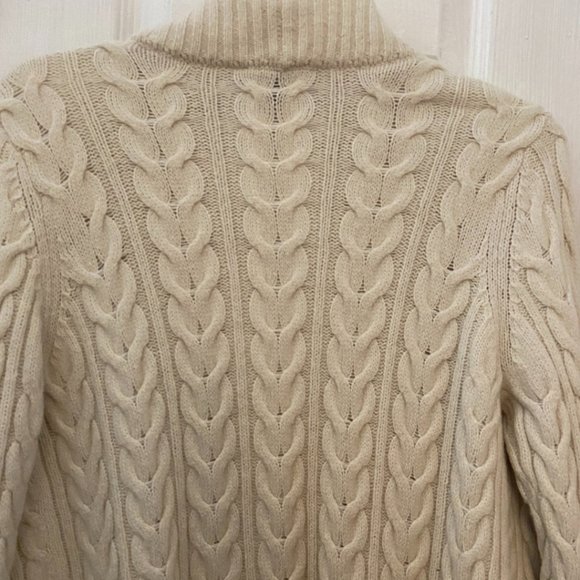 Ann Taylor wool alpaca white chunky braided cardigan sweater sz M - Picture 5 of 7